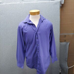 Alfani Mens Easy Care Medium 15.5 Purple Long Sleeve Button Up Dress Shirt